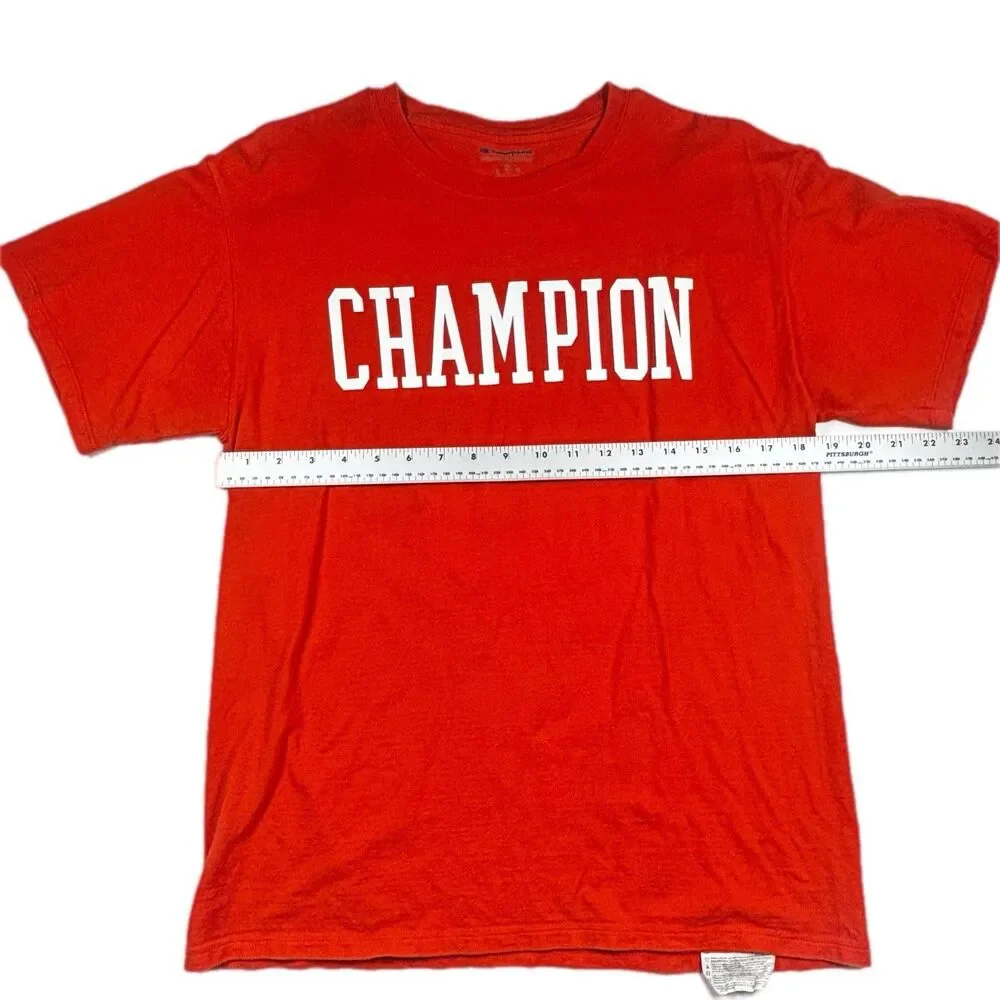 Champion Shirt Orange White Spell Out Adult Unisex Size Medium - Picture 3 of 8